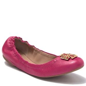 Tory Burch Melinda Hot Pink Leather Flat NWOT